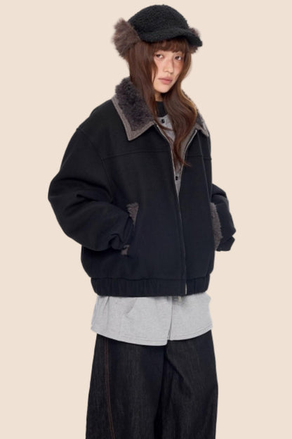 Fur Patchwork Cotton Jacket