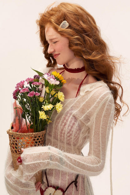 Striped Slim Hooded Top