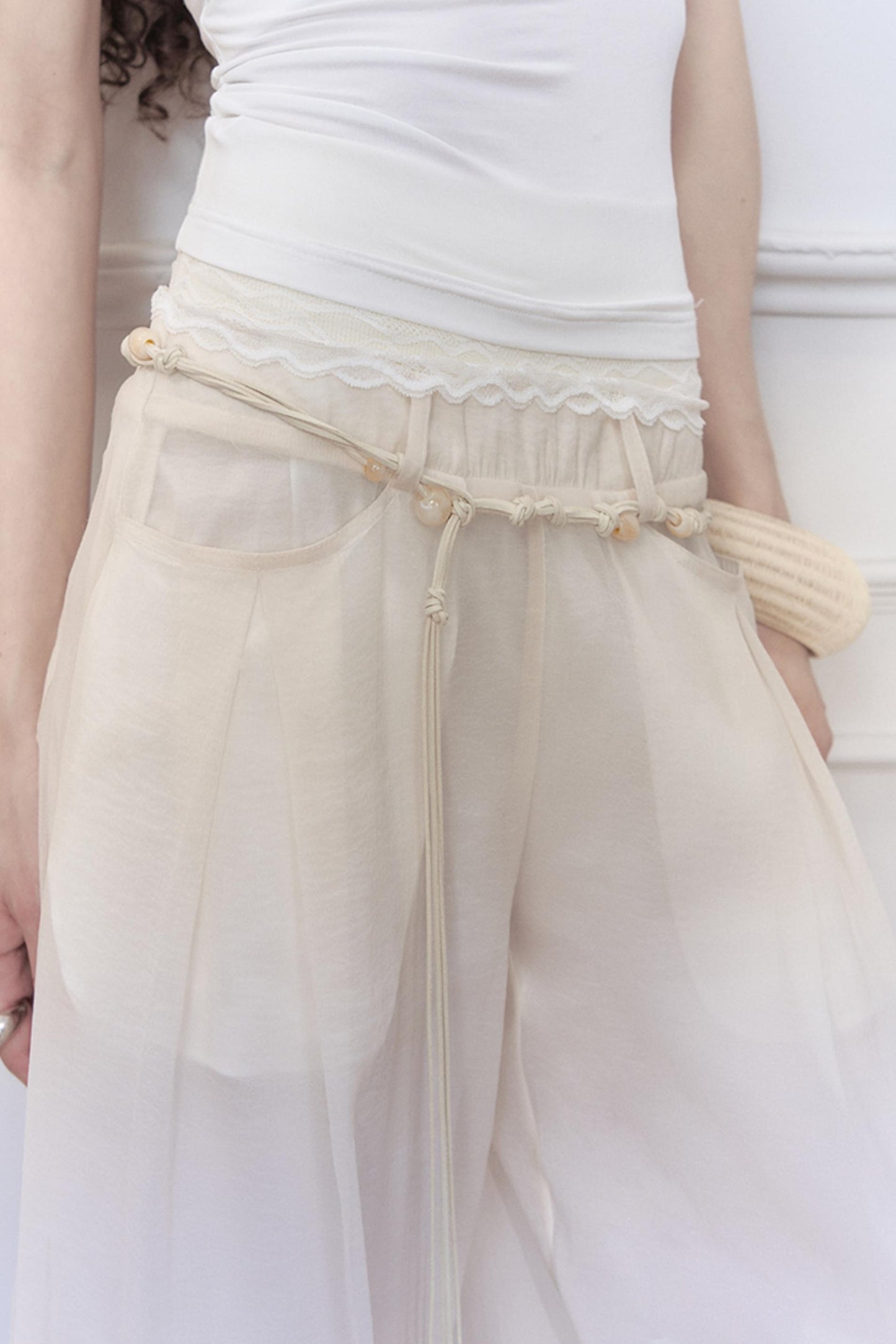 Handmade Beaded Wide Leg Pants