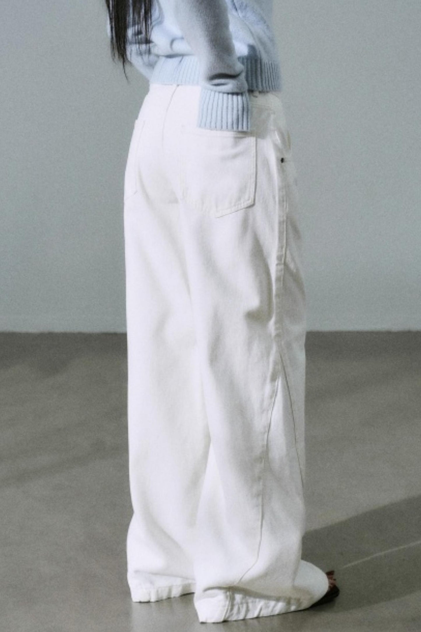 White Cotton Denim Pants