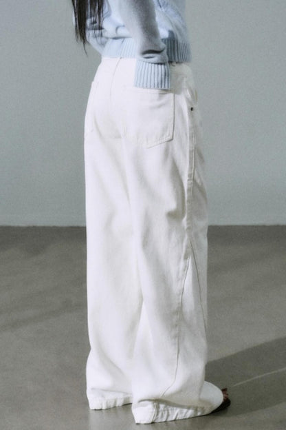 White Cotton Denim Pants