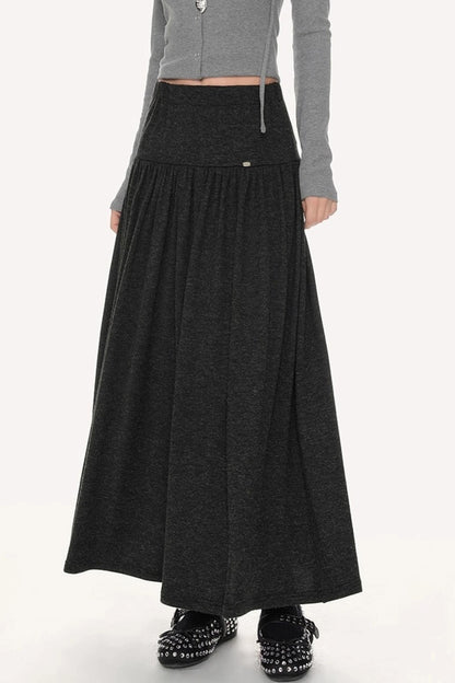 French Pleated Long Skirt