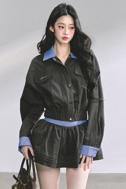 Womens Coat & Short Skirt Set-Up