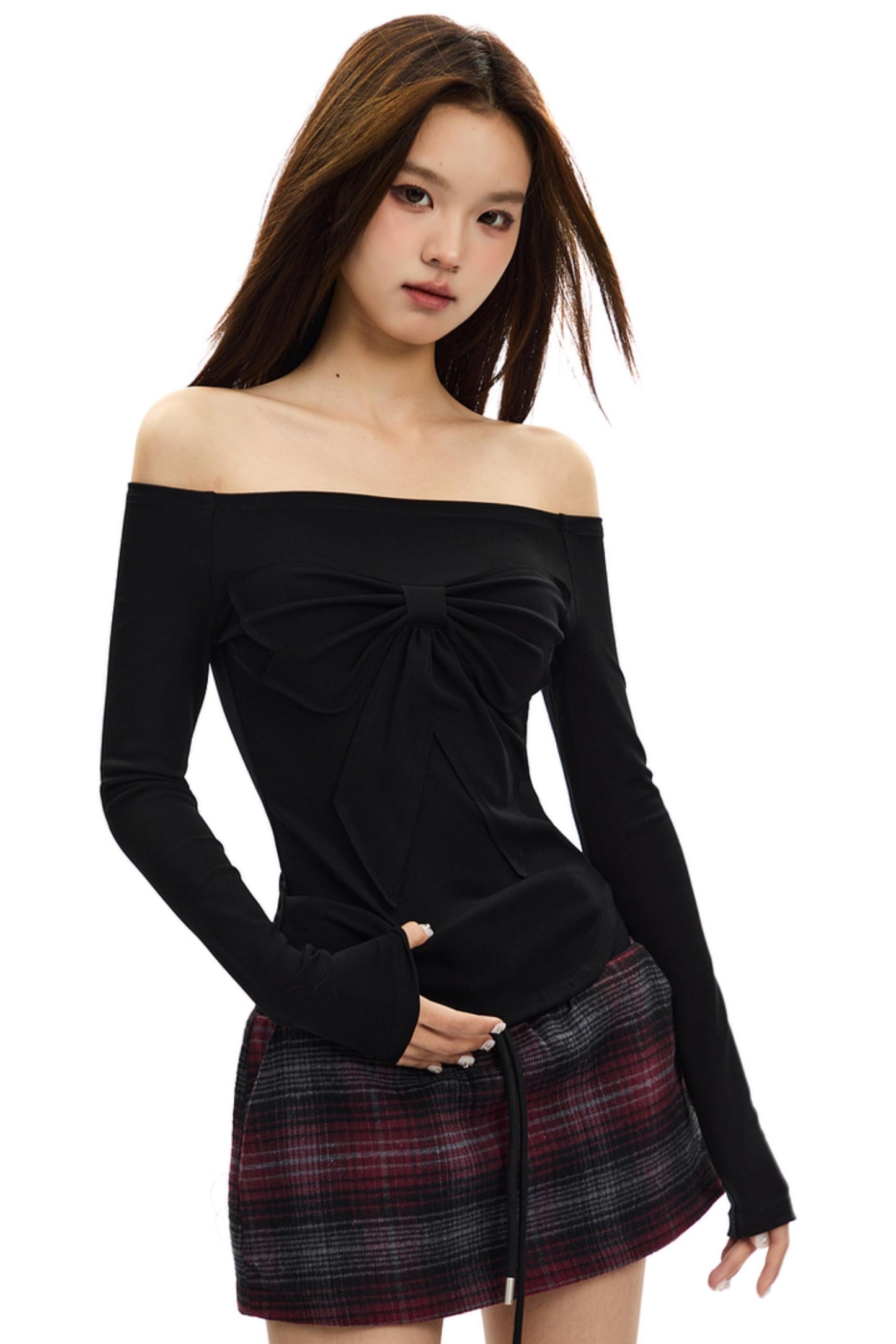 Bow One-Shoulder Slim Top