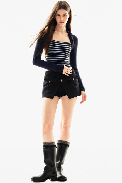 Tencel Wool Striped Knit Top