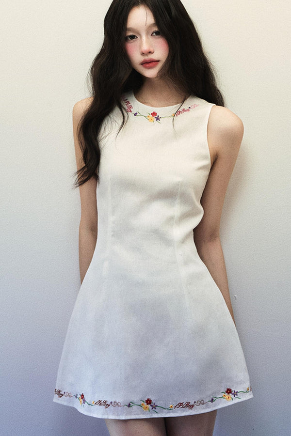White Linen Vest Dress