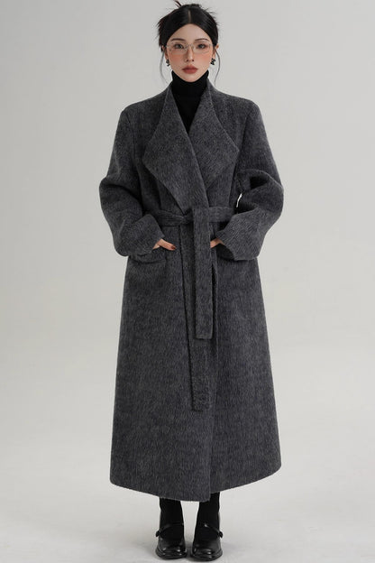 Elegant Gray-Blue Wool Coat