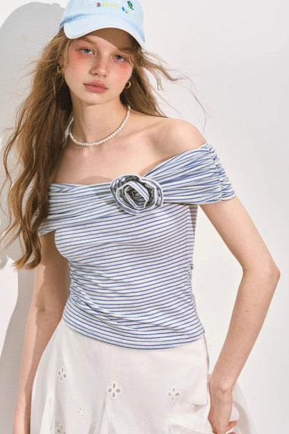 Asymmetrical Rose Stripe Top