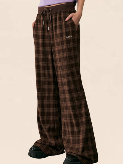 Retro Plaid Wide-leg Pants