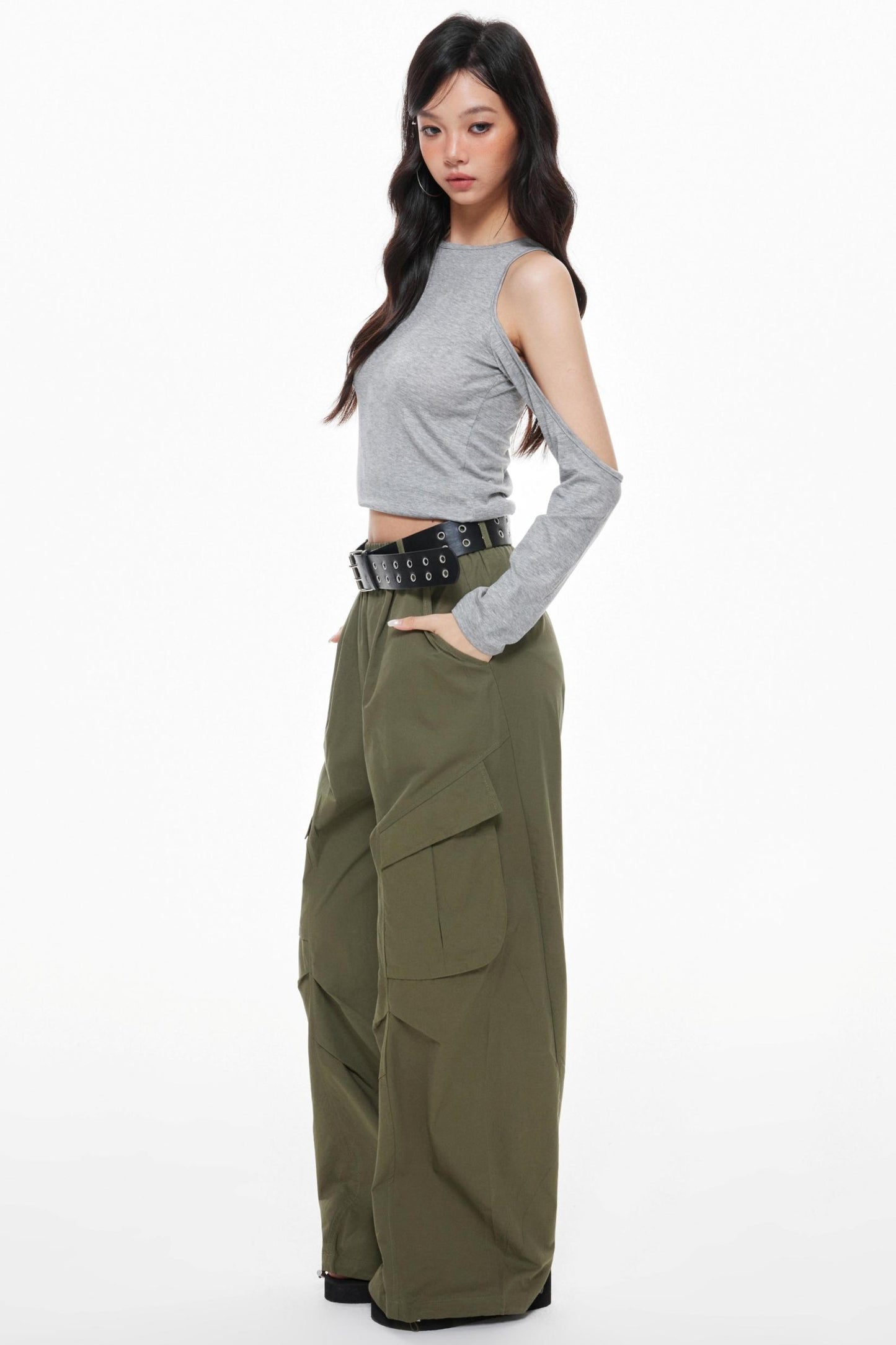 Vintage Gray Knitted Long Sleeve T-Shirt