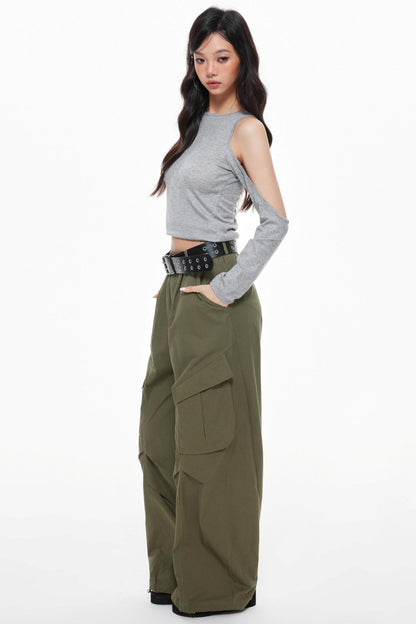 Vintage Gray Knitted Long Sleeve T-Shirt