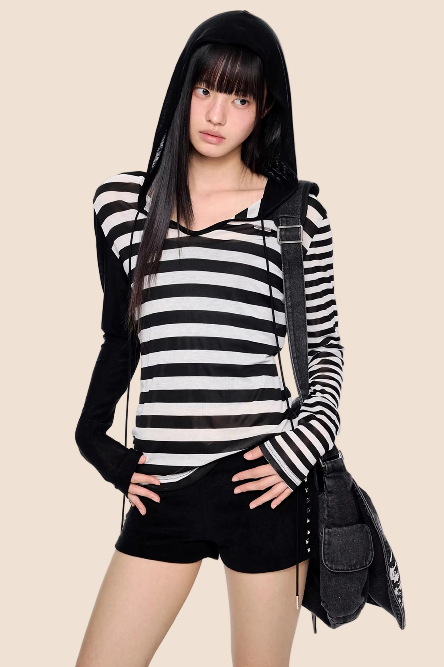 Striped Color-Block Hooded Jacket