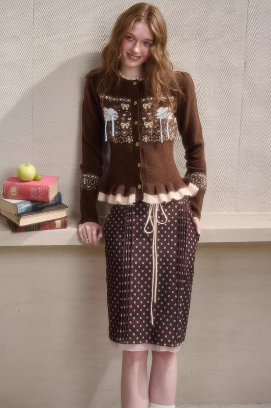 Green Apple Fair Isle Cardigan Top Set-Up