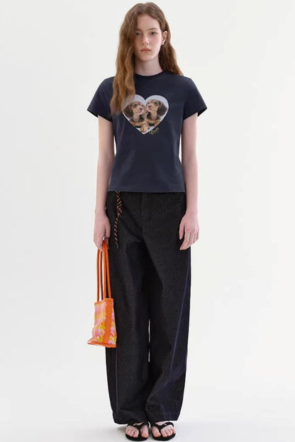 Retro Heart Puppy Top