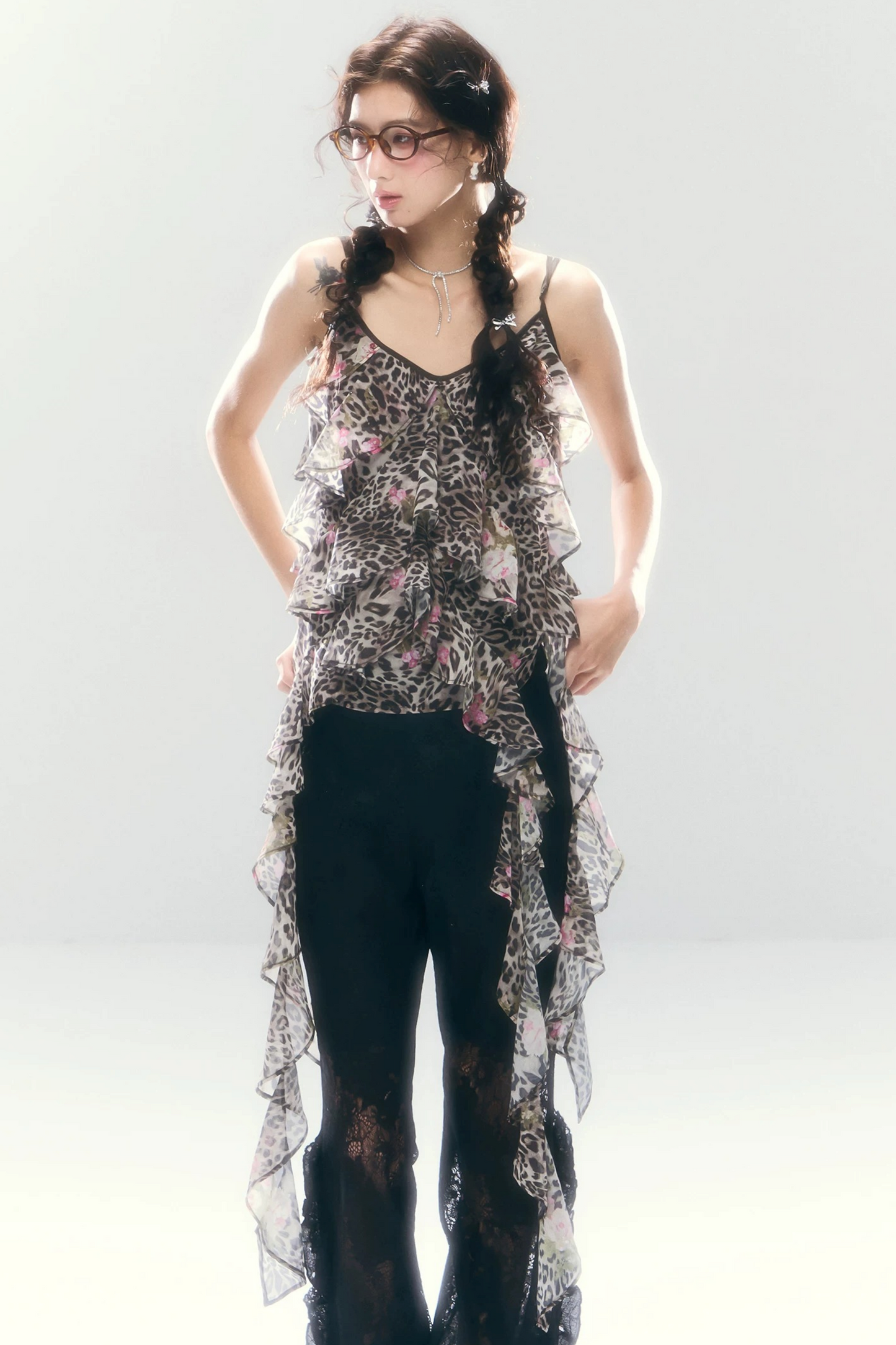 Leopard Print Irregular Chiffon Vest