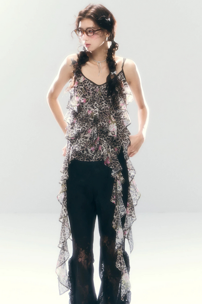 Leopard Print Irregular Chiffon Vest
