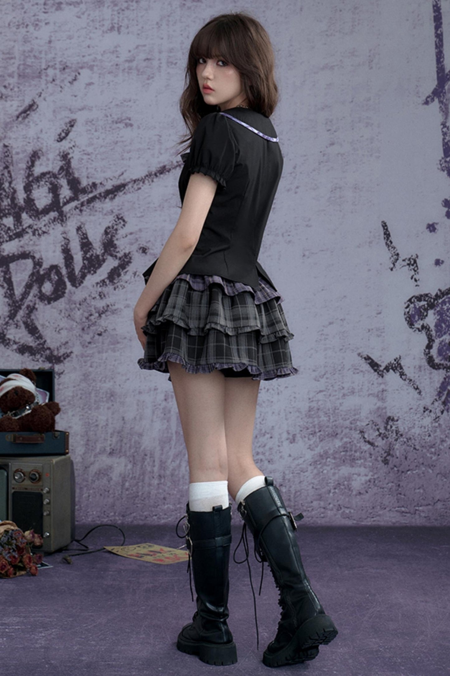 Punk Check Cake Skirt