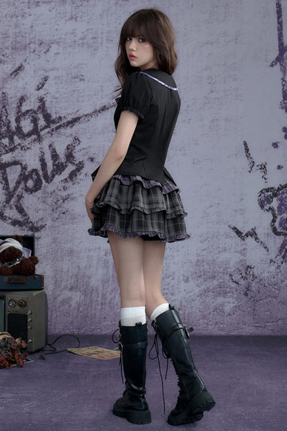 Punk Check Cake Skirt