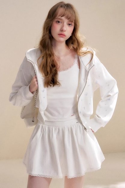 Rose Print Hooded Jacket Matching Set