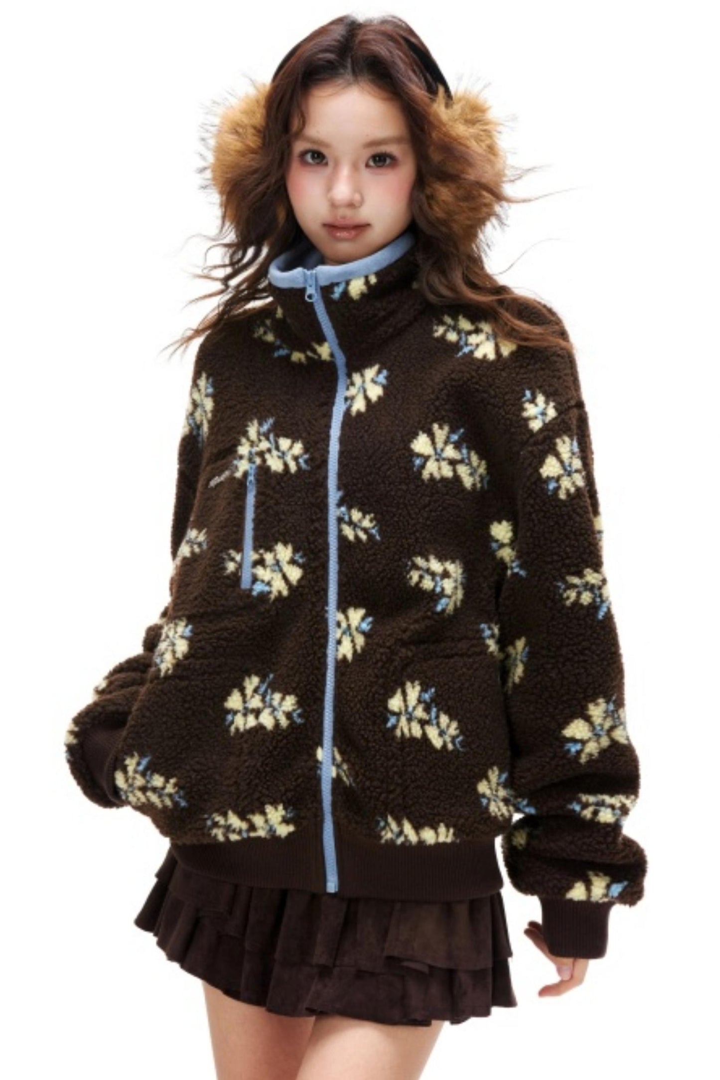 Floral Fair Isle Fleece Jacket