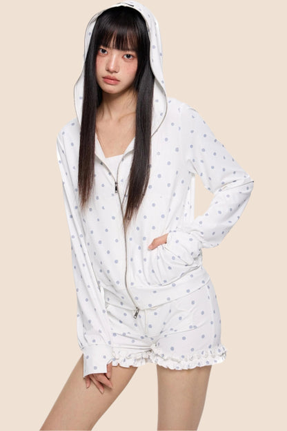 Summer Polka Dot Hoodie Set-Up
