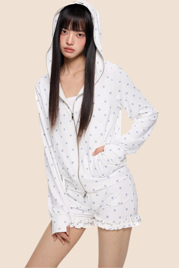 Summer Polka Dot Hoodie Set-Up