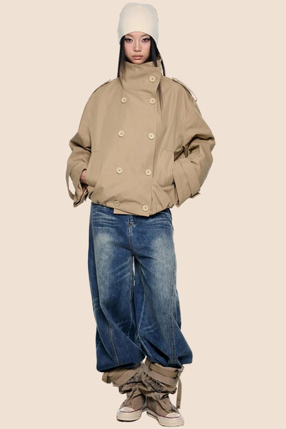 Double-Breasted Retro Trench Coat