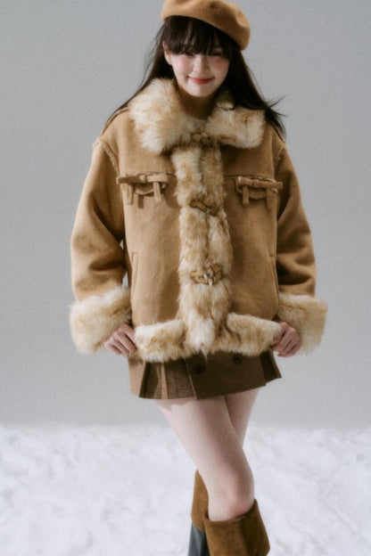 Eco-Friendly Fur Bow Coat