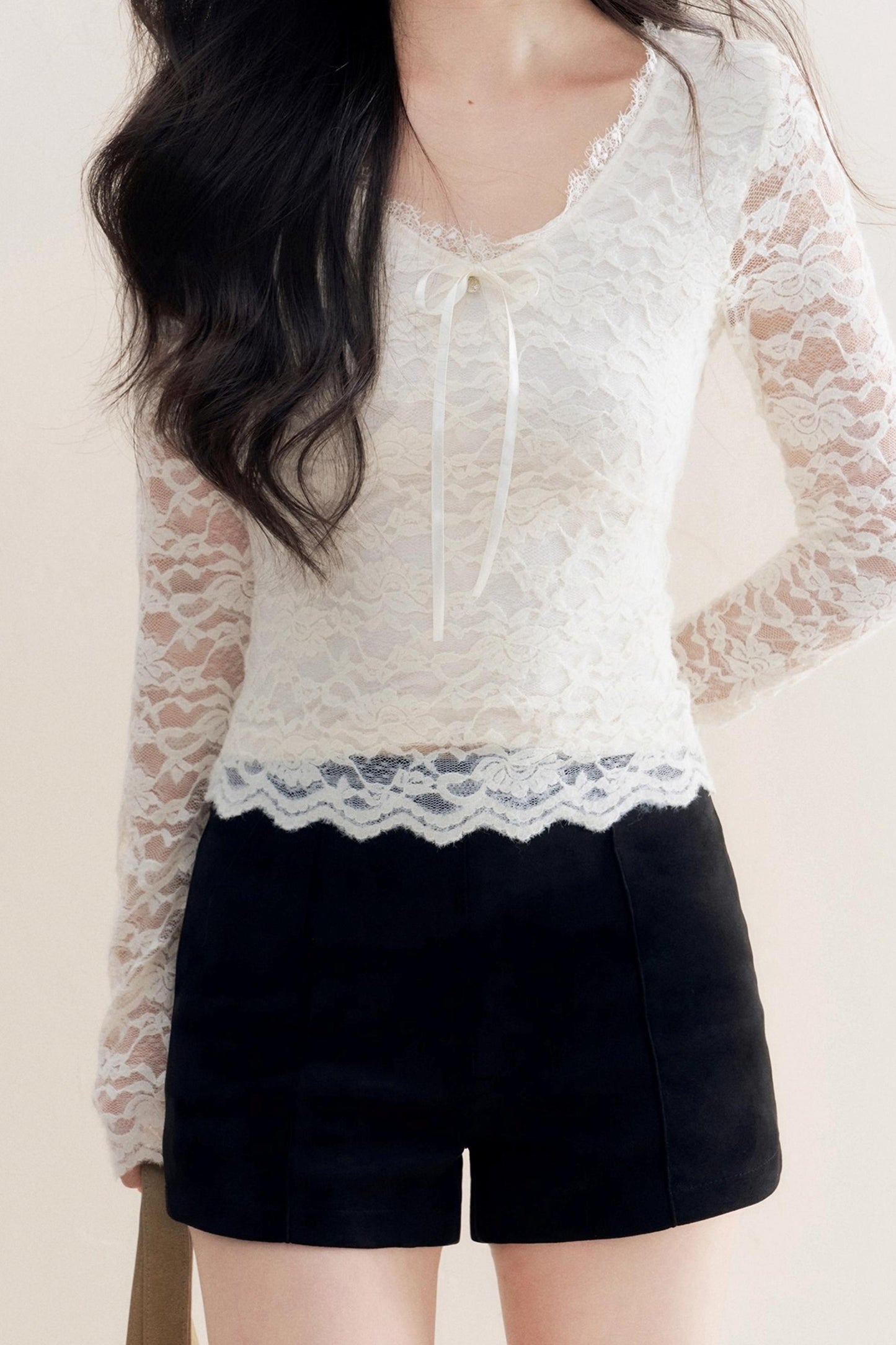 Romantic Fleece V-Neck Long Sleeve T-Shirt