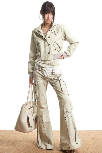 Retro Light Green Hooded Jacket