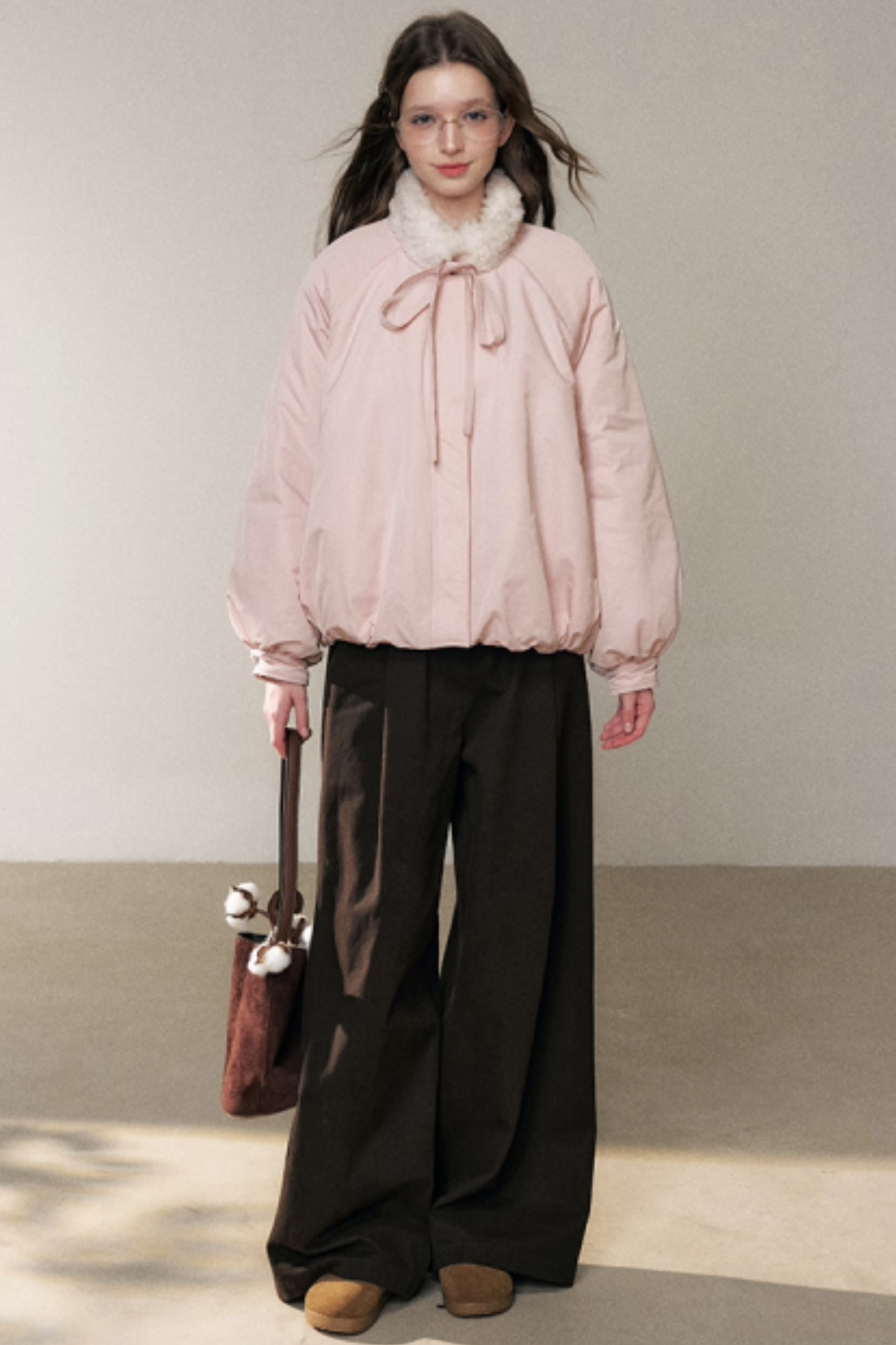 Pink Floral Fur Collar Jacket