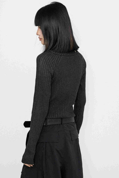 Retro High-Neck Knit Sweater