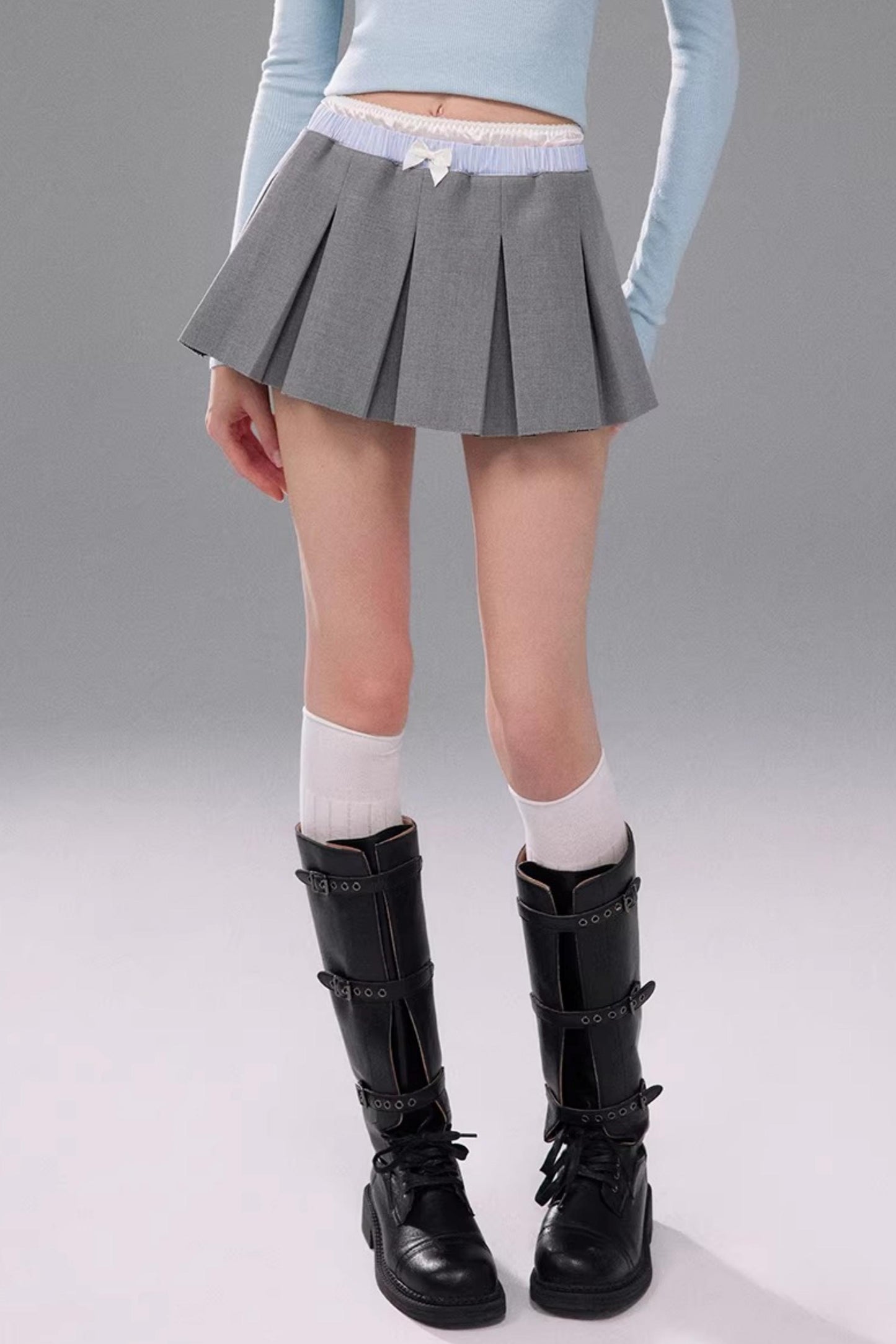 Light Gray Double Waistband Skirt