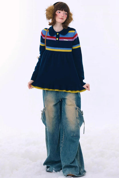 Retro Lace Collar Sweater