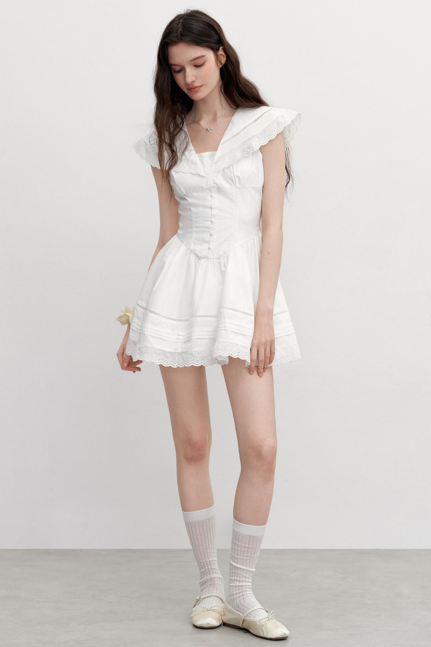 Vintage Lace Neck Dress