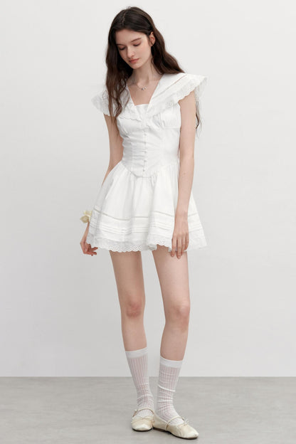 Vintage Lace Neck Dress