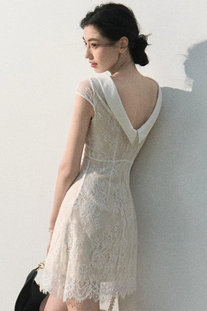 Abito jacquard in pizzo nuvola