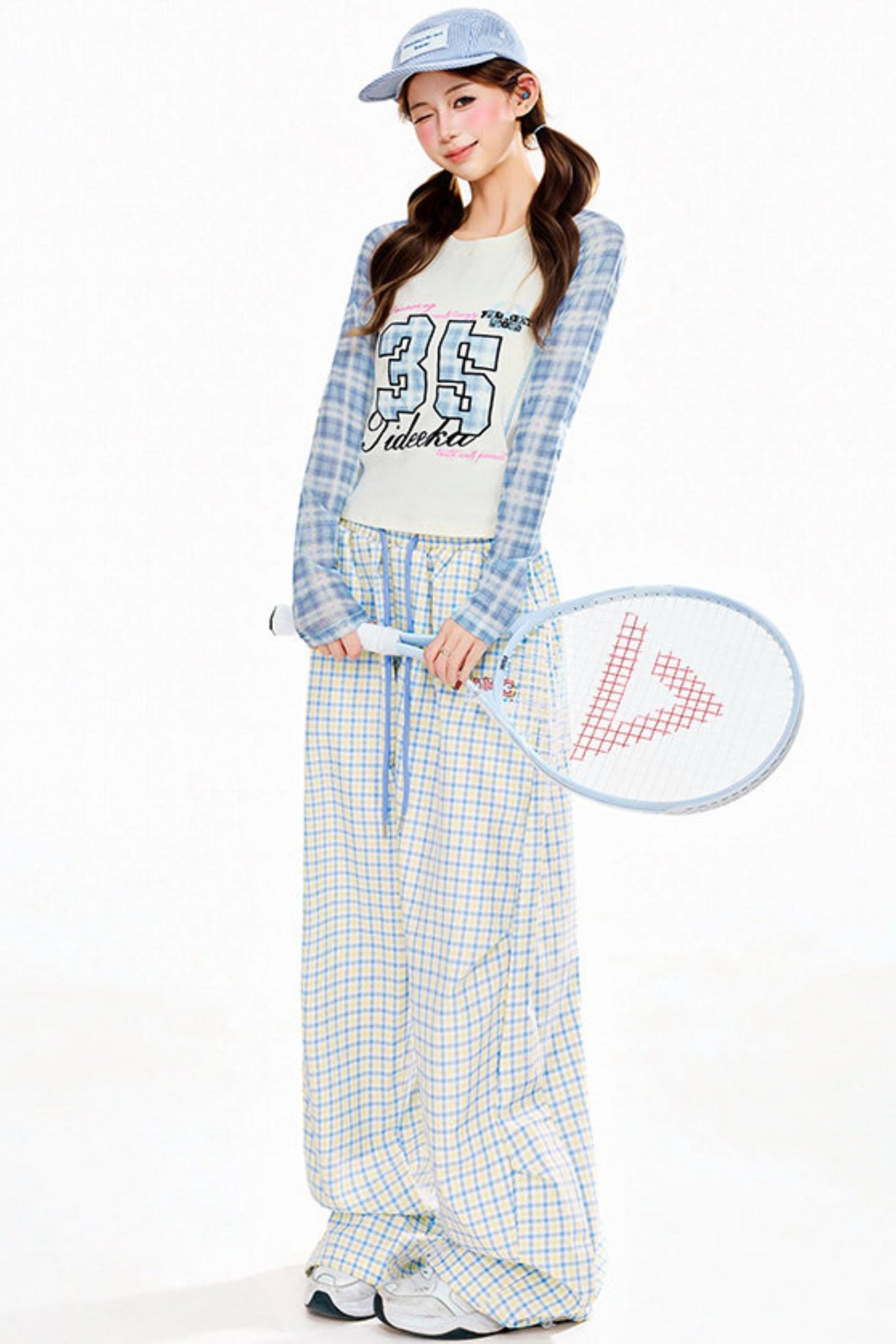 Plaid Patchwork Long-Sleeve T-Shirt