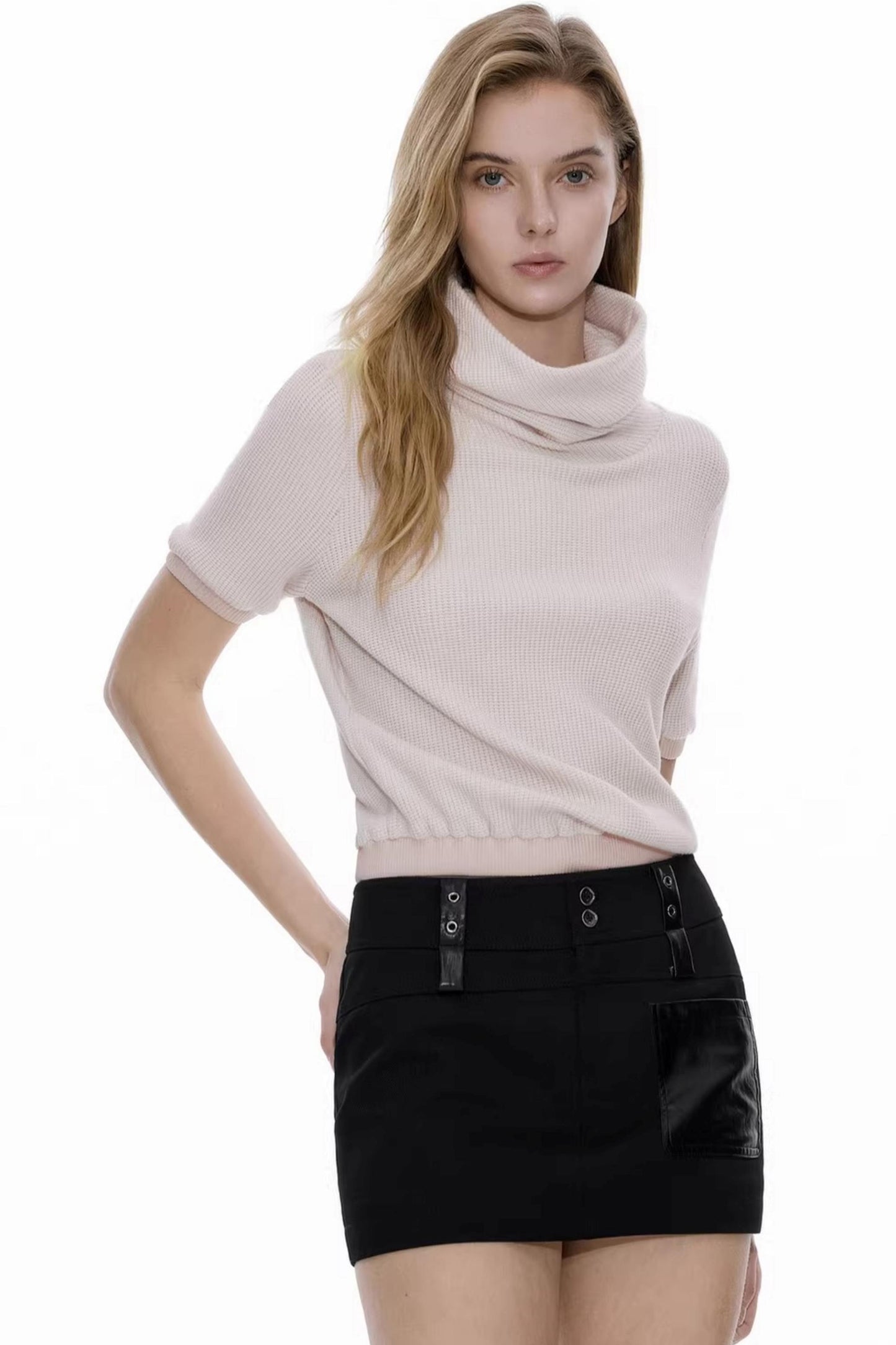 Waist-Cinching Patchwork Sweater