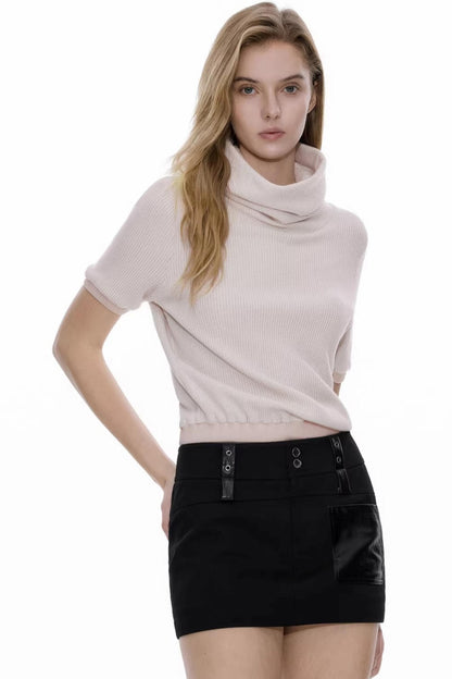 Waist-Cinching Patchwork Sweater