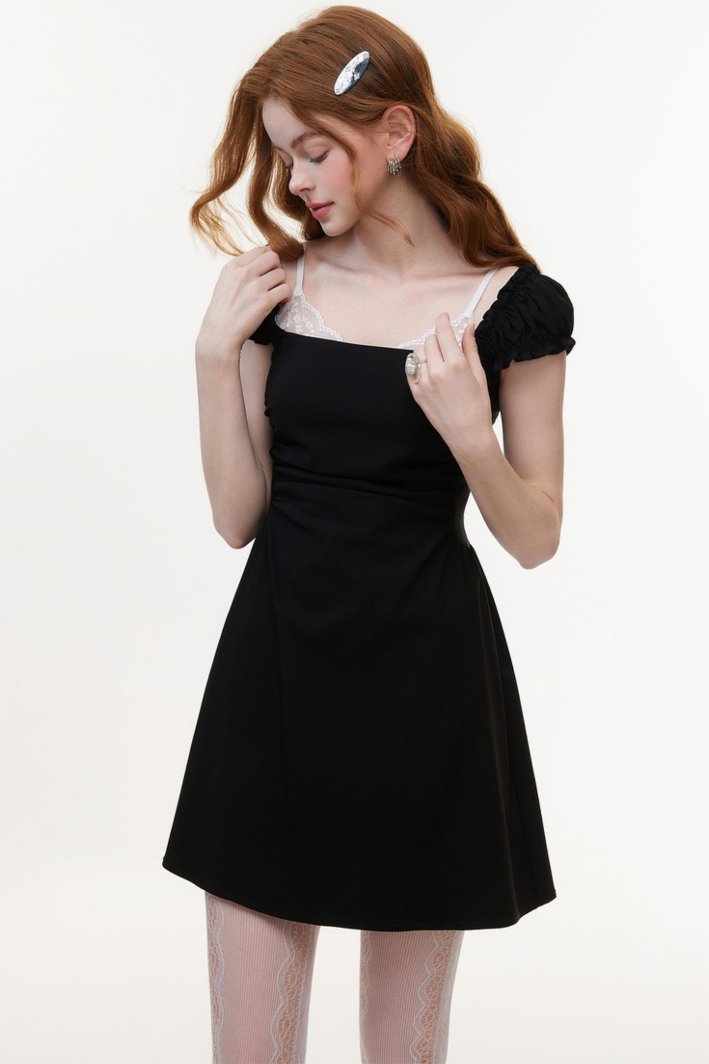 Bold Square Collar Strapless Dress