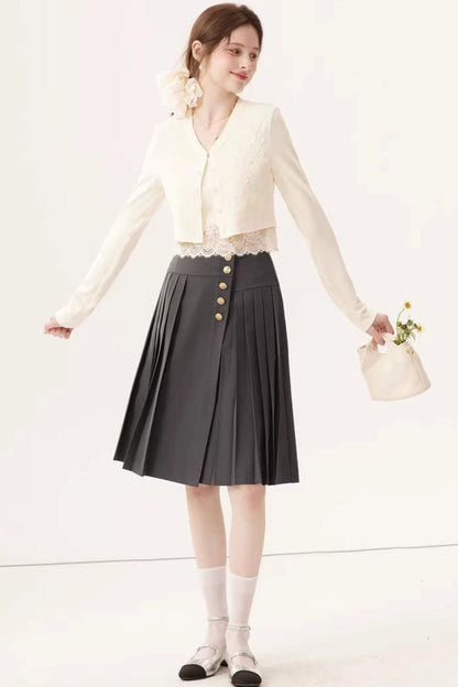 Lace Patchwork Camisole Cardigan Set