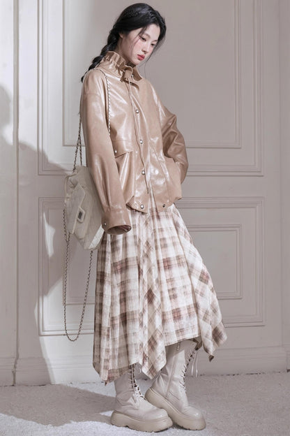 Plaid Light Shadow Long Sleeve Dress