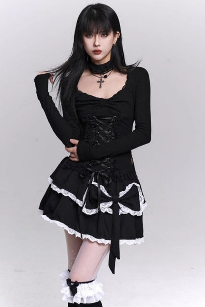 Gothic Black Cinched Top