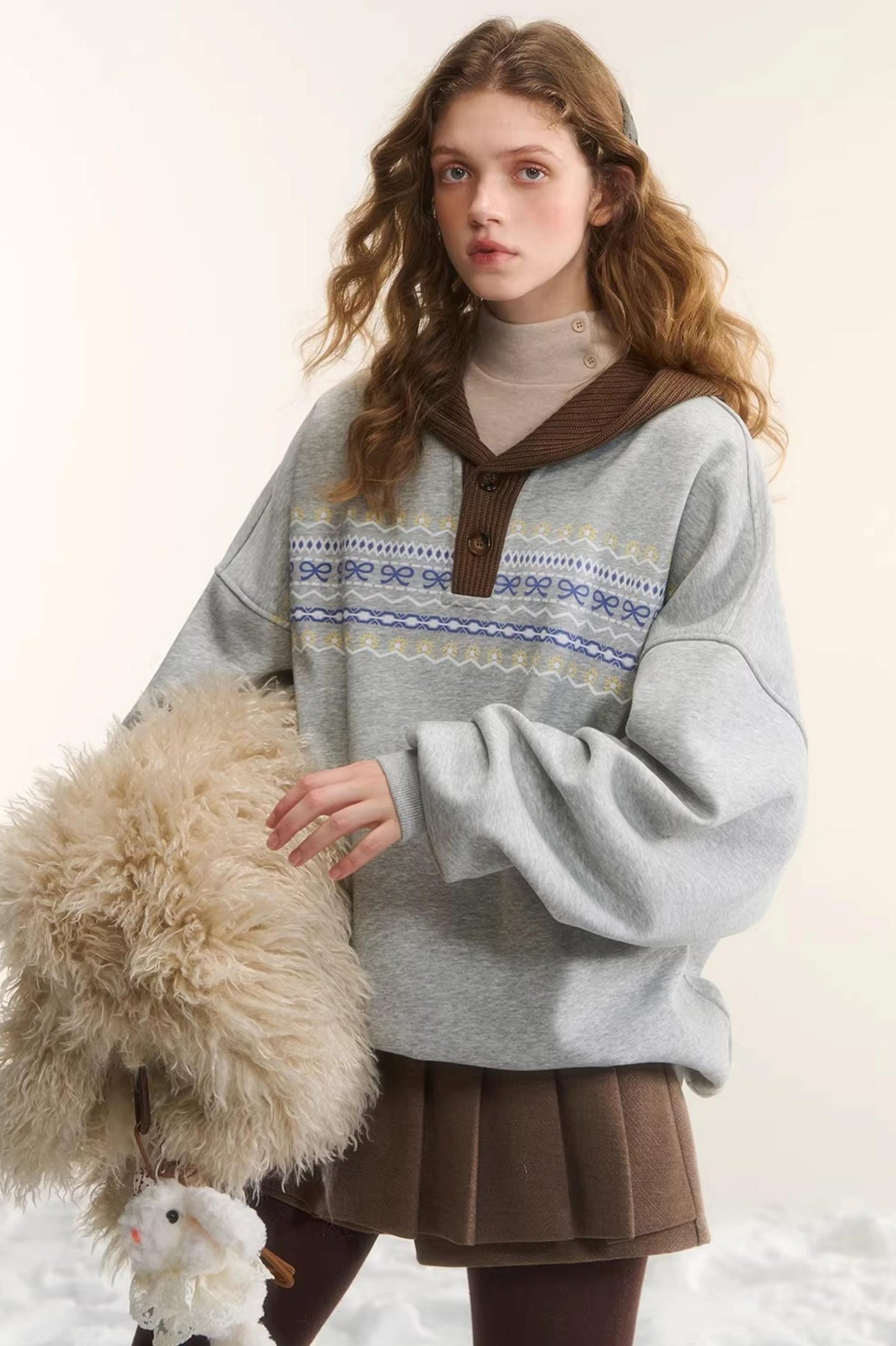 Fair Isle Hooded Top