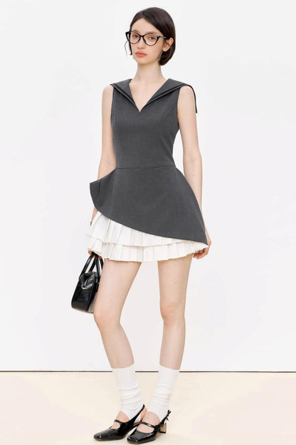 Positive Navy V-Neck A-Line Dress