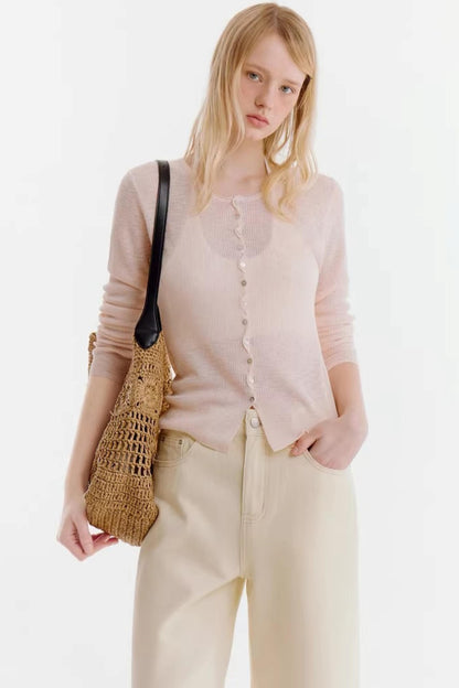 Milchig-weiße Baumwollhose