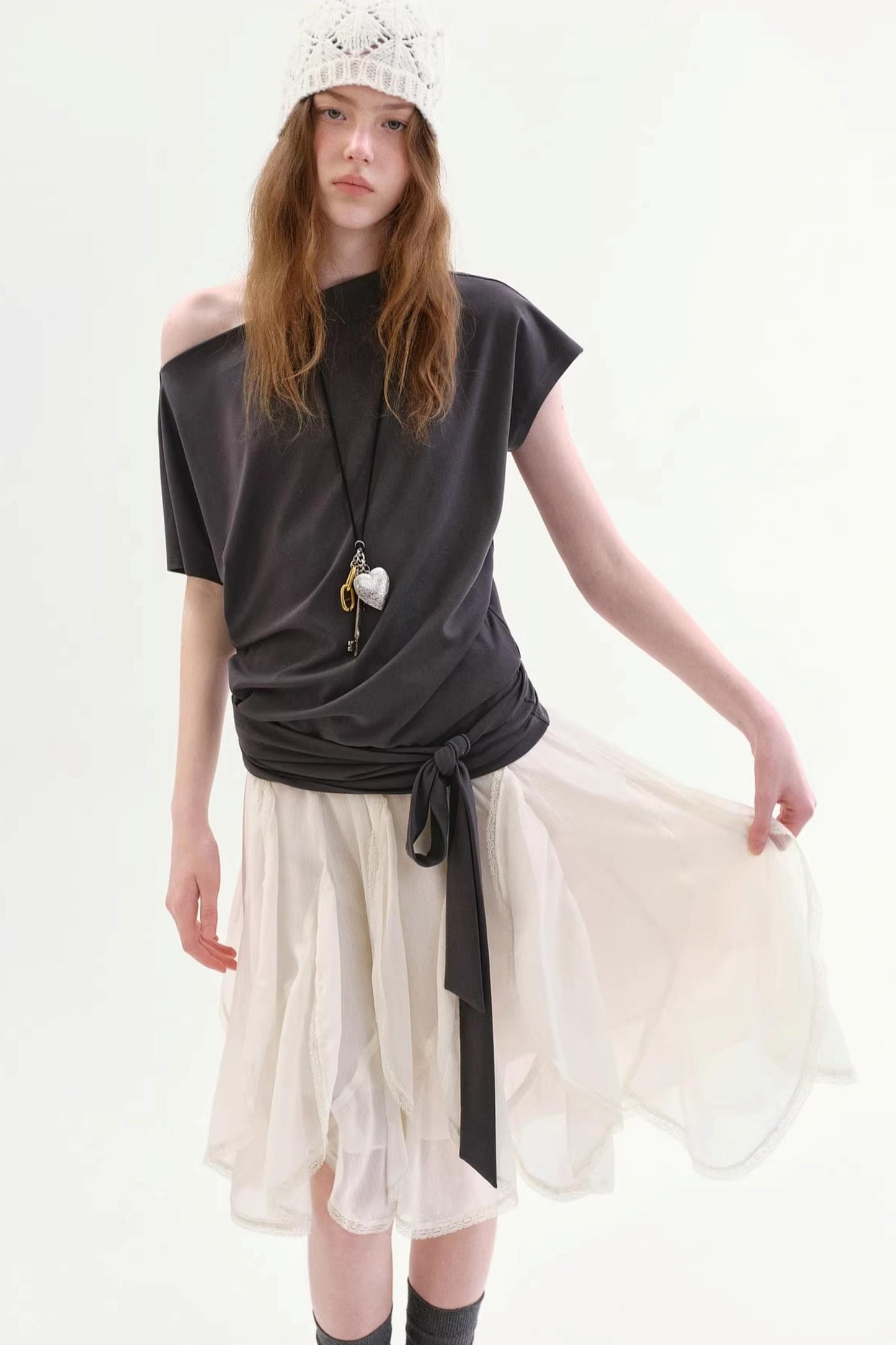 Ruffled Lace Patchwork Skirt