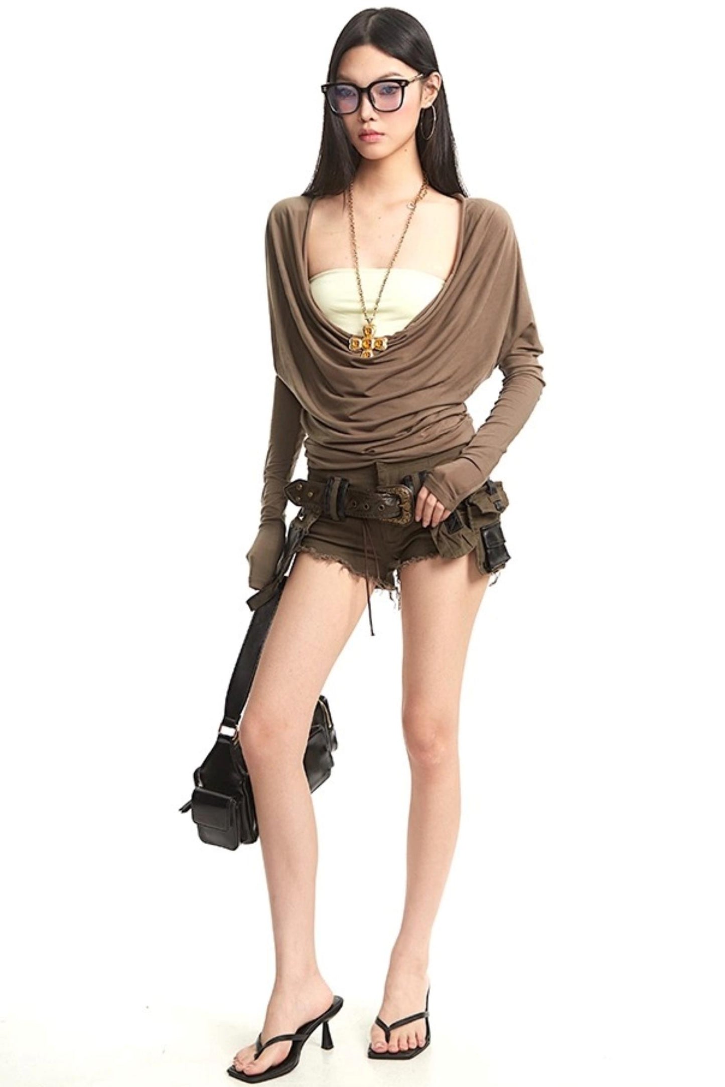 Swing Collar Long Sleeve T-Shirt