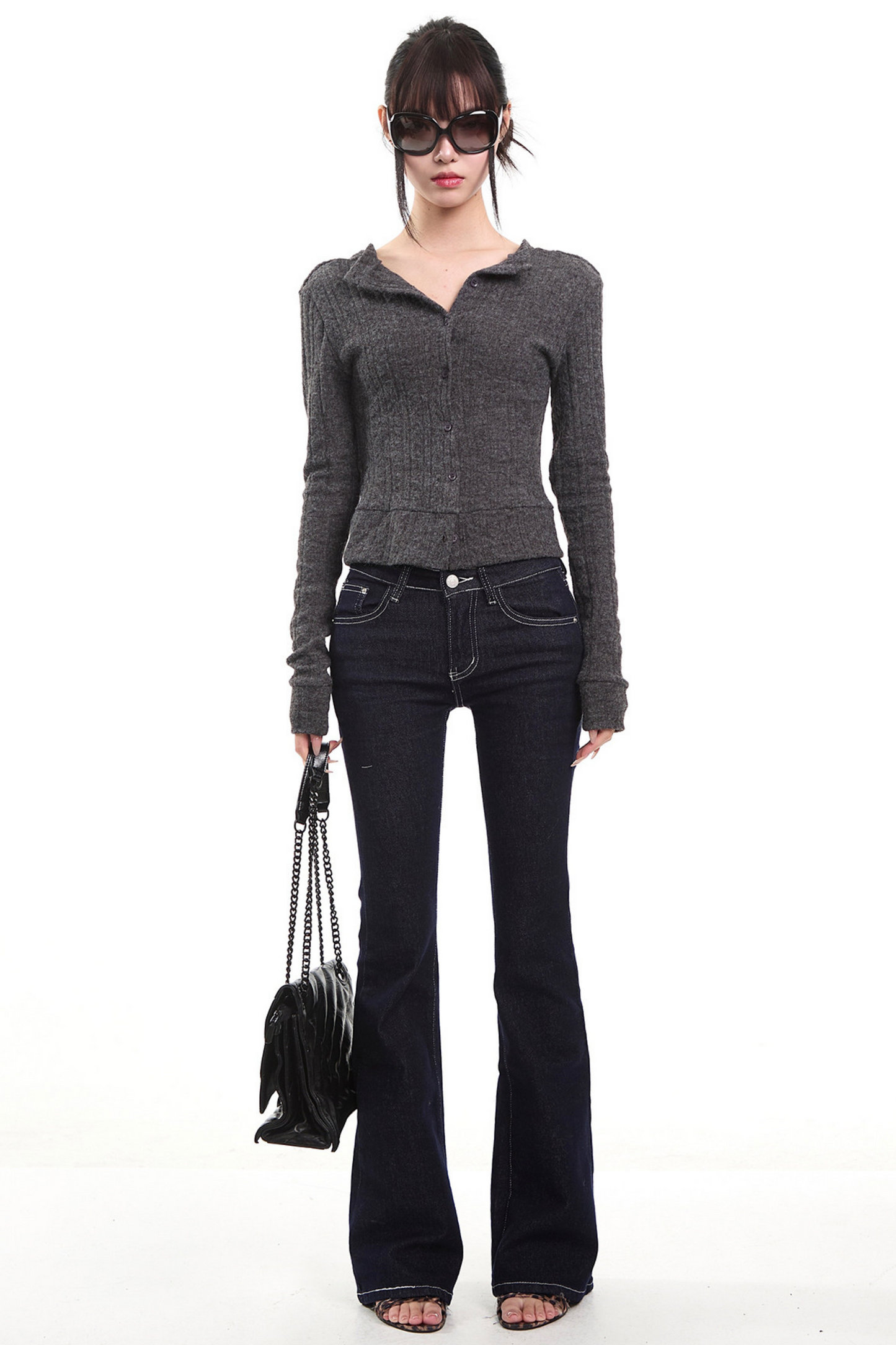 Dark Gray Knit Cardigan